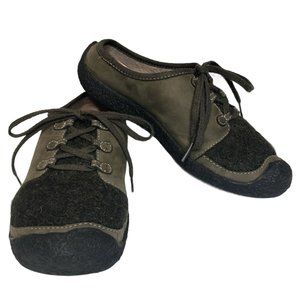 KEEN Cheyenne Leather Wool Lace Up Slip on Mules